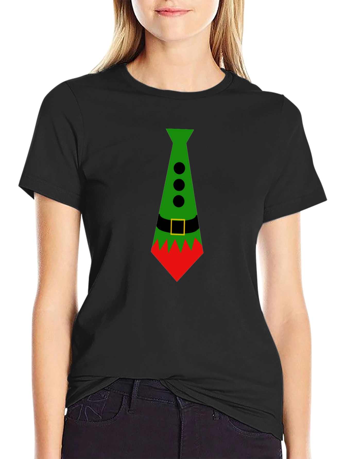 Festive Elf Tie Graphic Tee - Holiday Style!