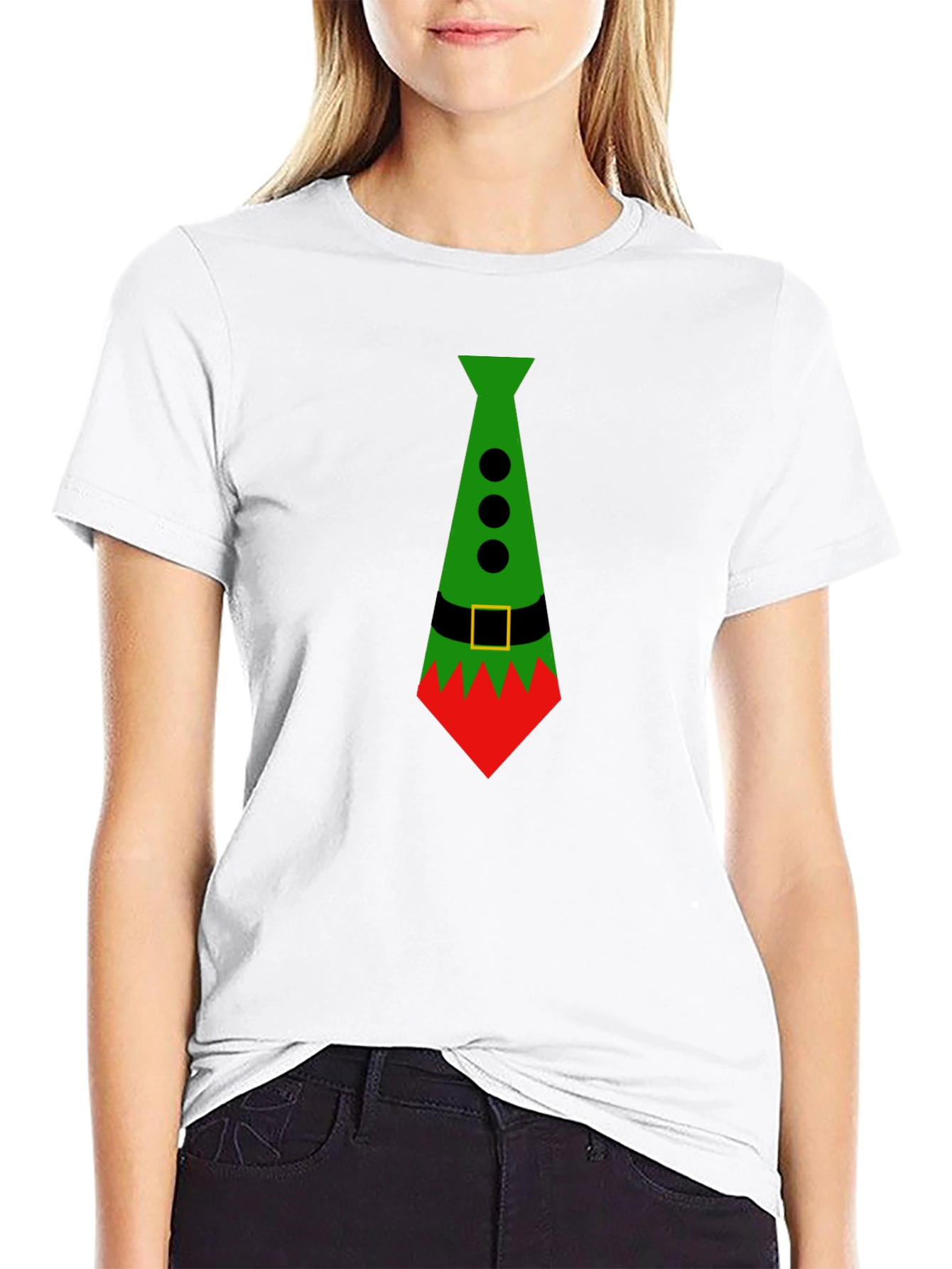 Festive Elf Tie Graphic Tee - Holiday Style!
