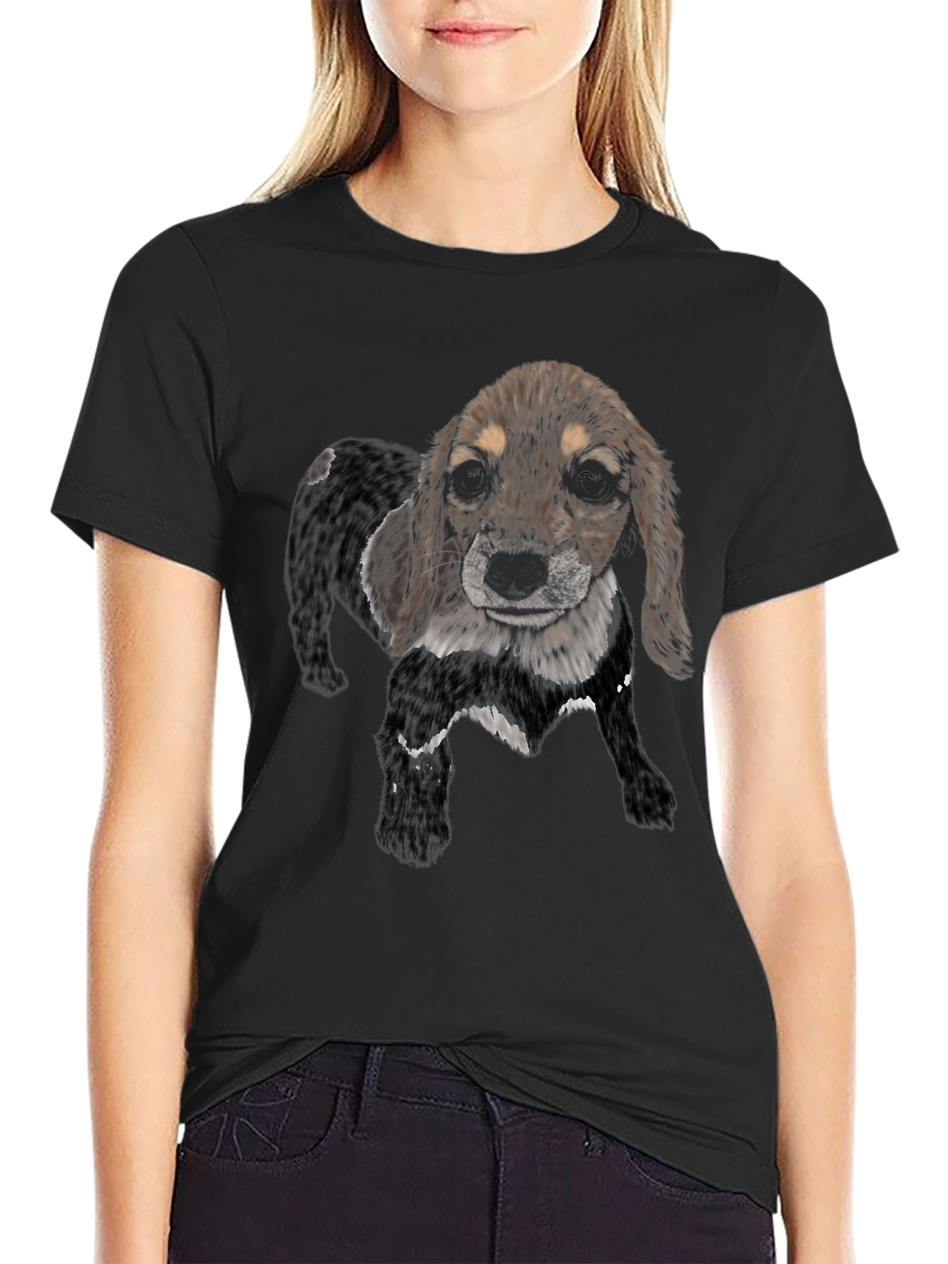 Dog Graphic Black T-Shirt - Casual Style