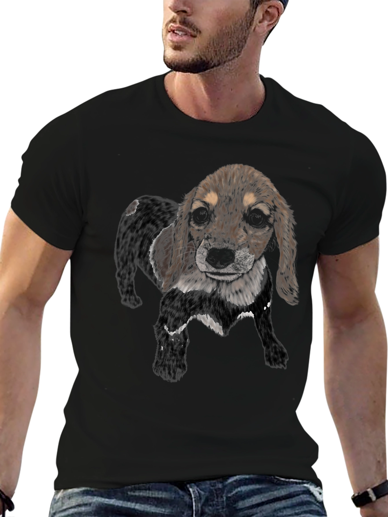 Dog Graphic Black T-Shirt - Casual Style