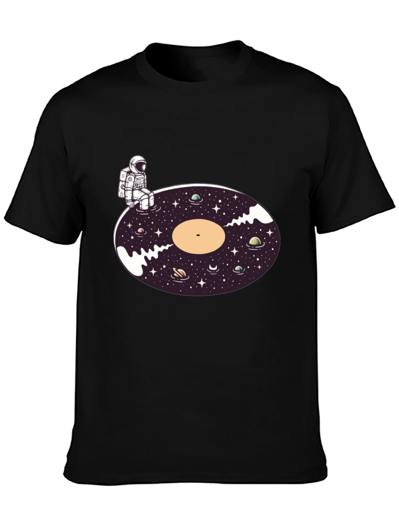 Astronaut Galaxy Vinyl Record T-Shirt