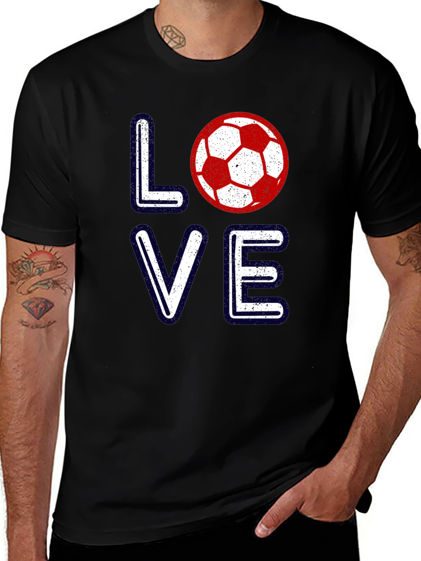 Love Soccer Graphic T-Shirt - Black