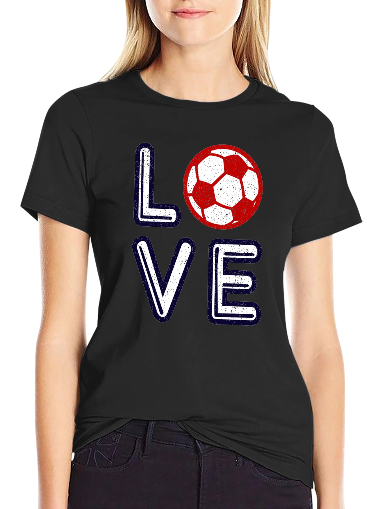 Love Soccer Graphic T-Shirt - Black