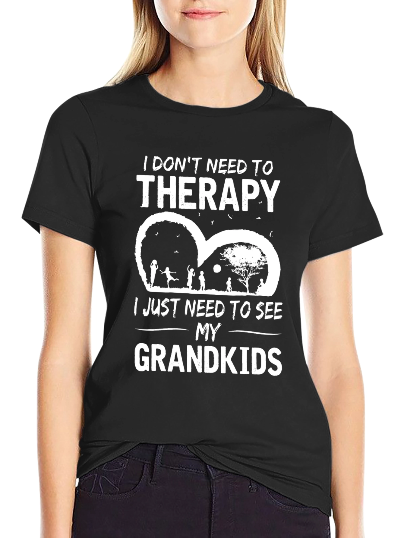 Grandkids Therapy Black Cotton Graphic T-Shirt