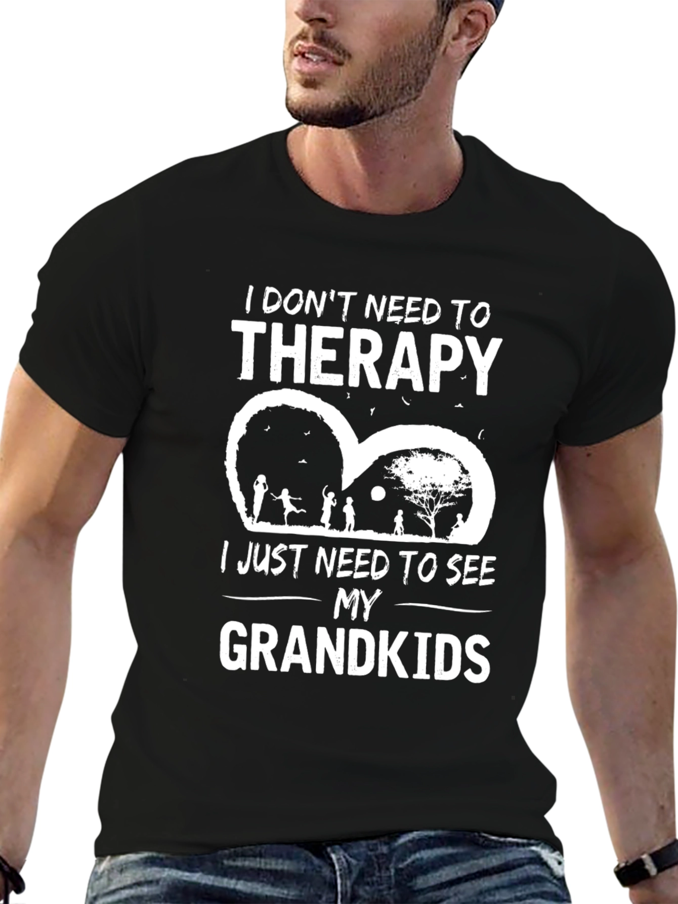 Grandkids Therapy Black Cotton Graphic T-Shirt