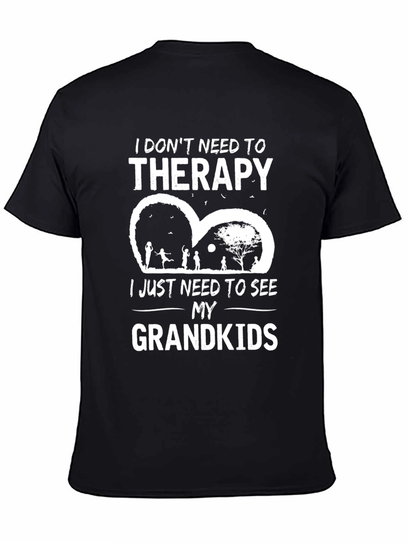 Grandkids Therapy Black Cotton Graphic T-Shirt