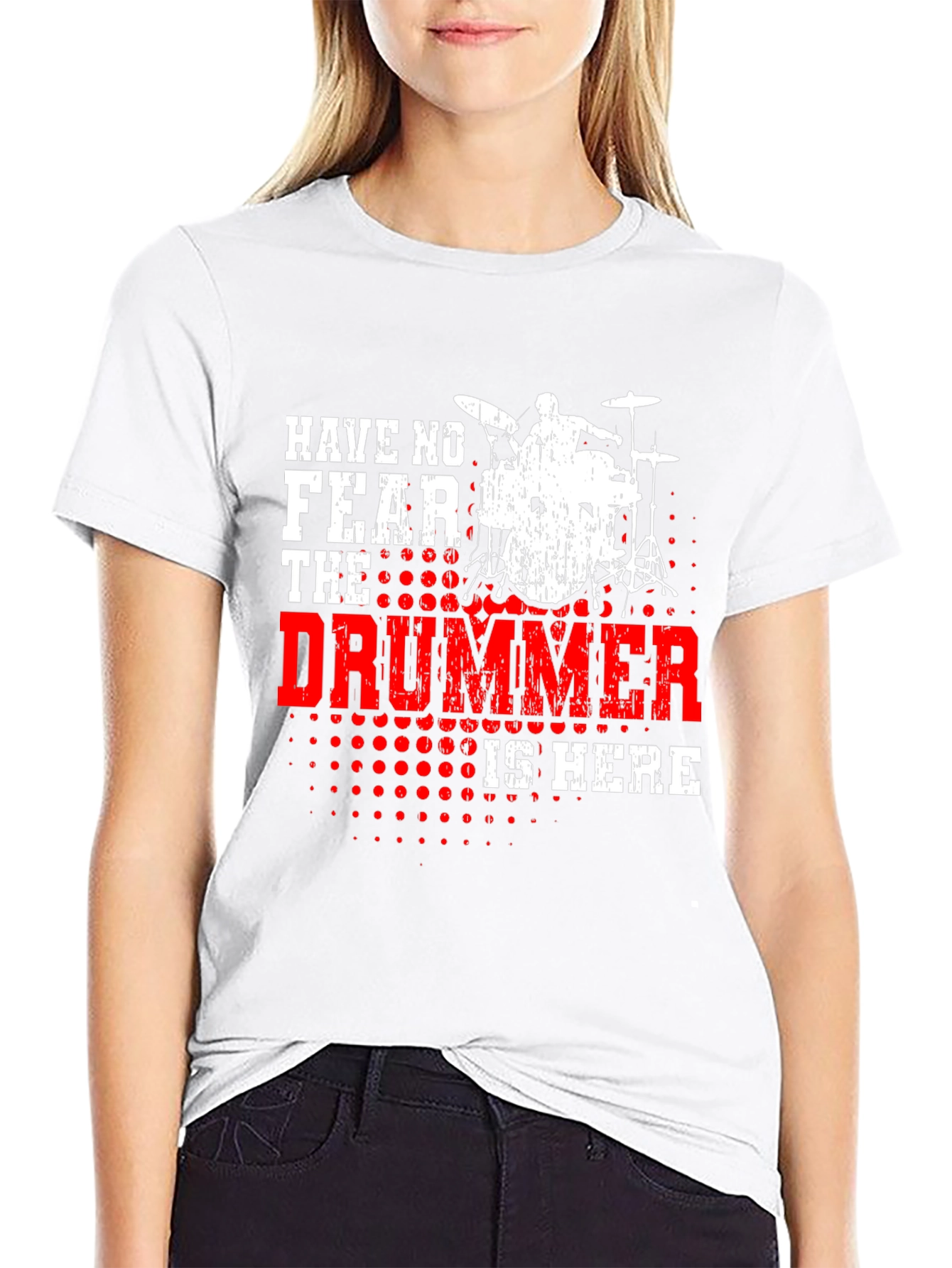 Have No Fear The Drummer Is Here Black T-Shirt