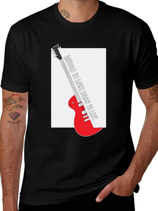 Music is Love Bass is Life Black T-Shirt