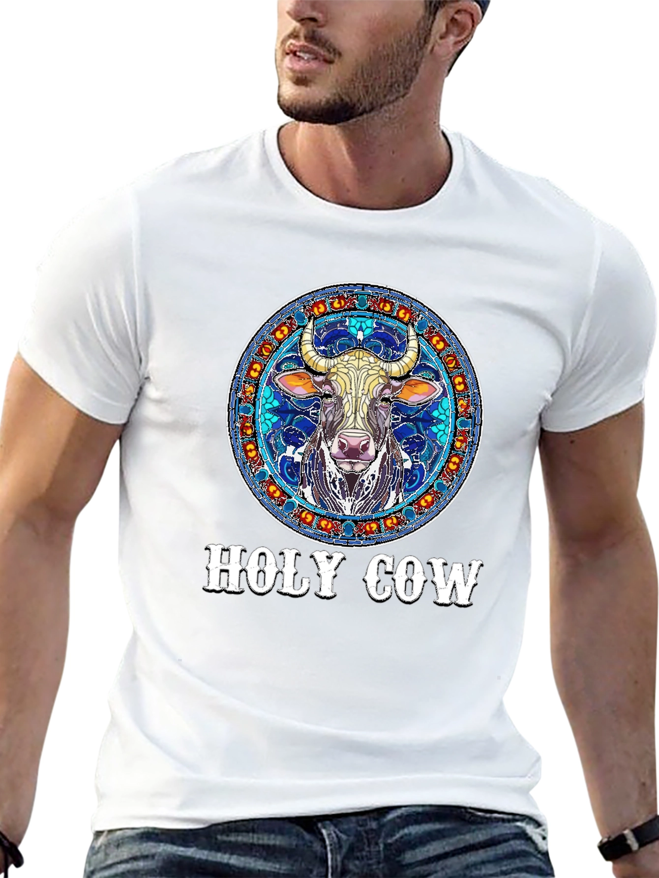 Holy Cow Graphic Print Tee - Unique Design