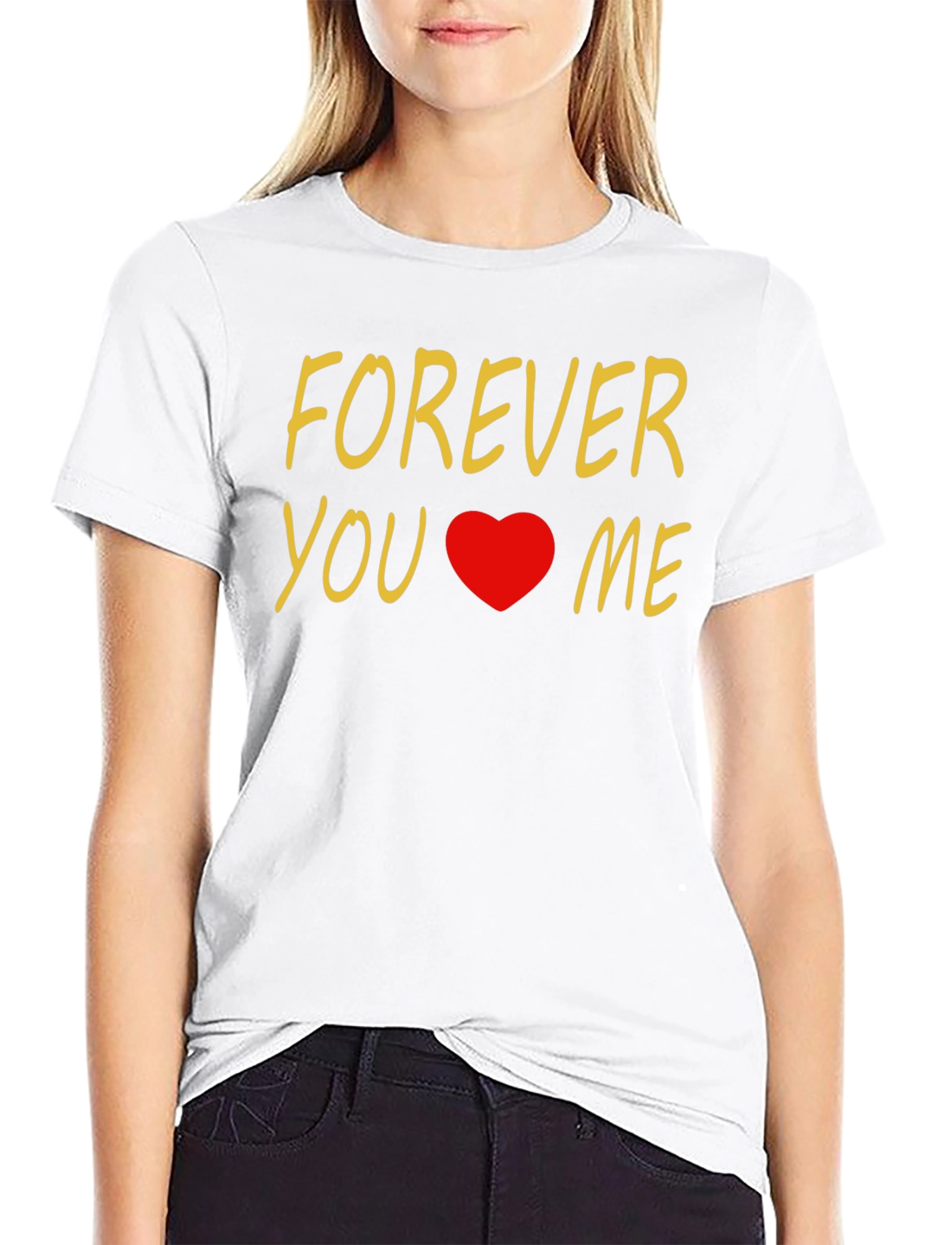 Forever You & Me Heart Graphic Black T-Shirt