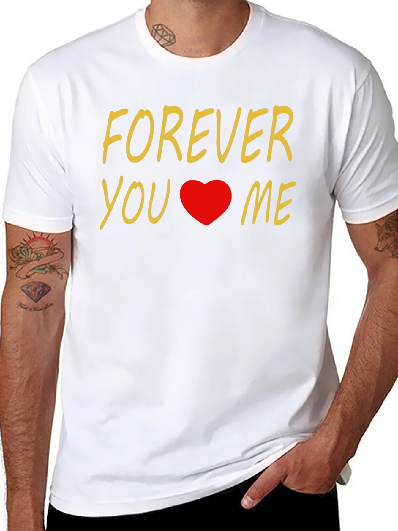 Forever You & Me Heart Graphic Black T-Shirt