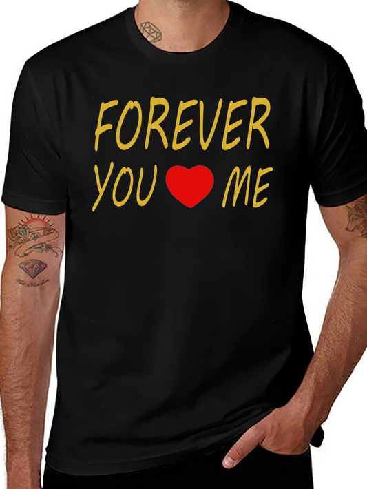 Forever You & Me Heart Graphic Black T-Shirt