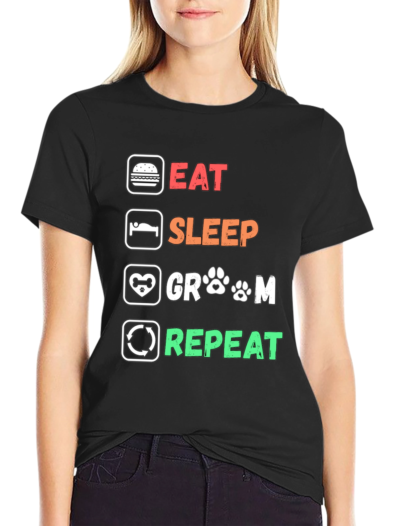 Eat Sleep Groom Repeat Graphic T-Shirt