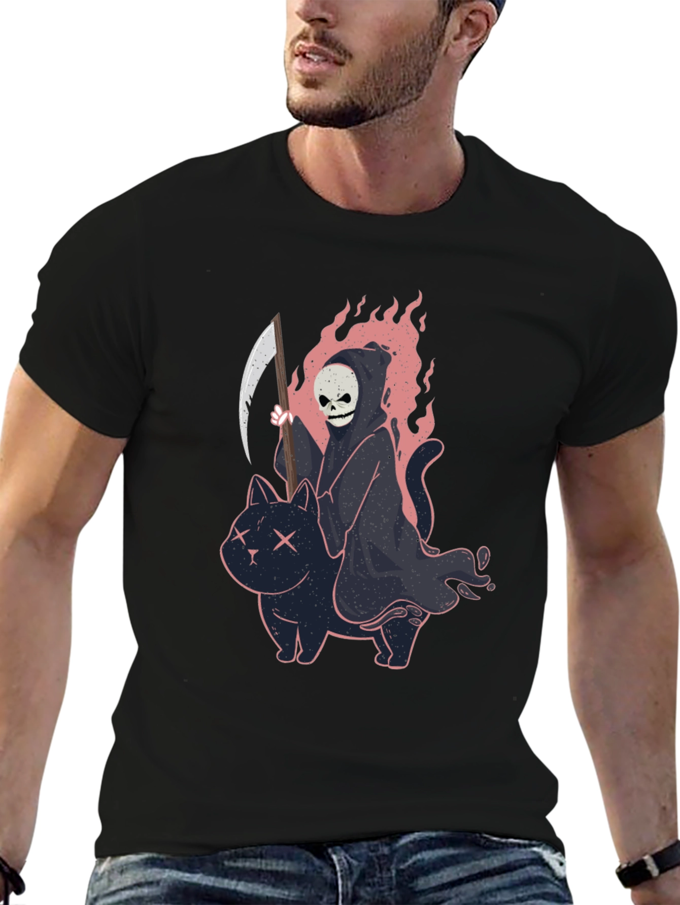 Grim Reaper Cat T-Shirt - Unique Graphic Tee