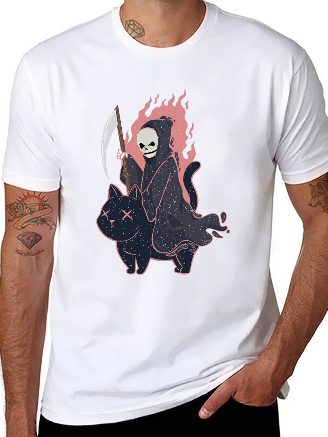 Grim Reaper Cat T-Shirt - Unique Graphic Tee