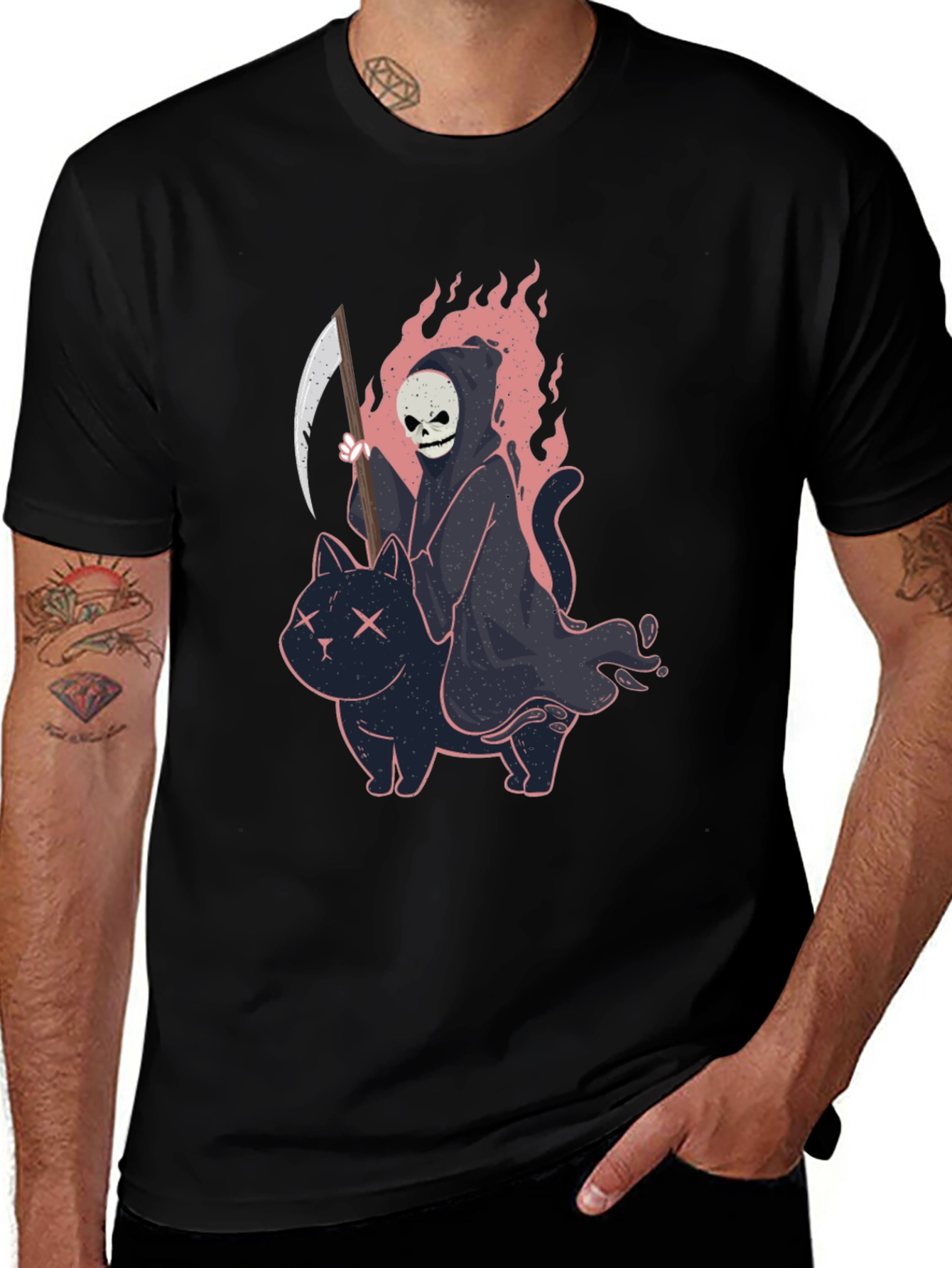 Grim Reaper Cat T-Shirt - Unique Graphic Tee