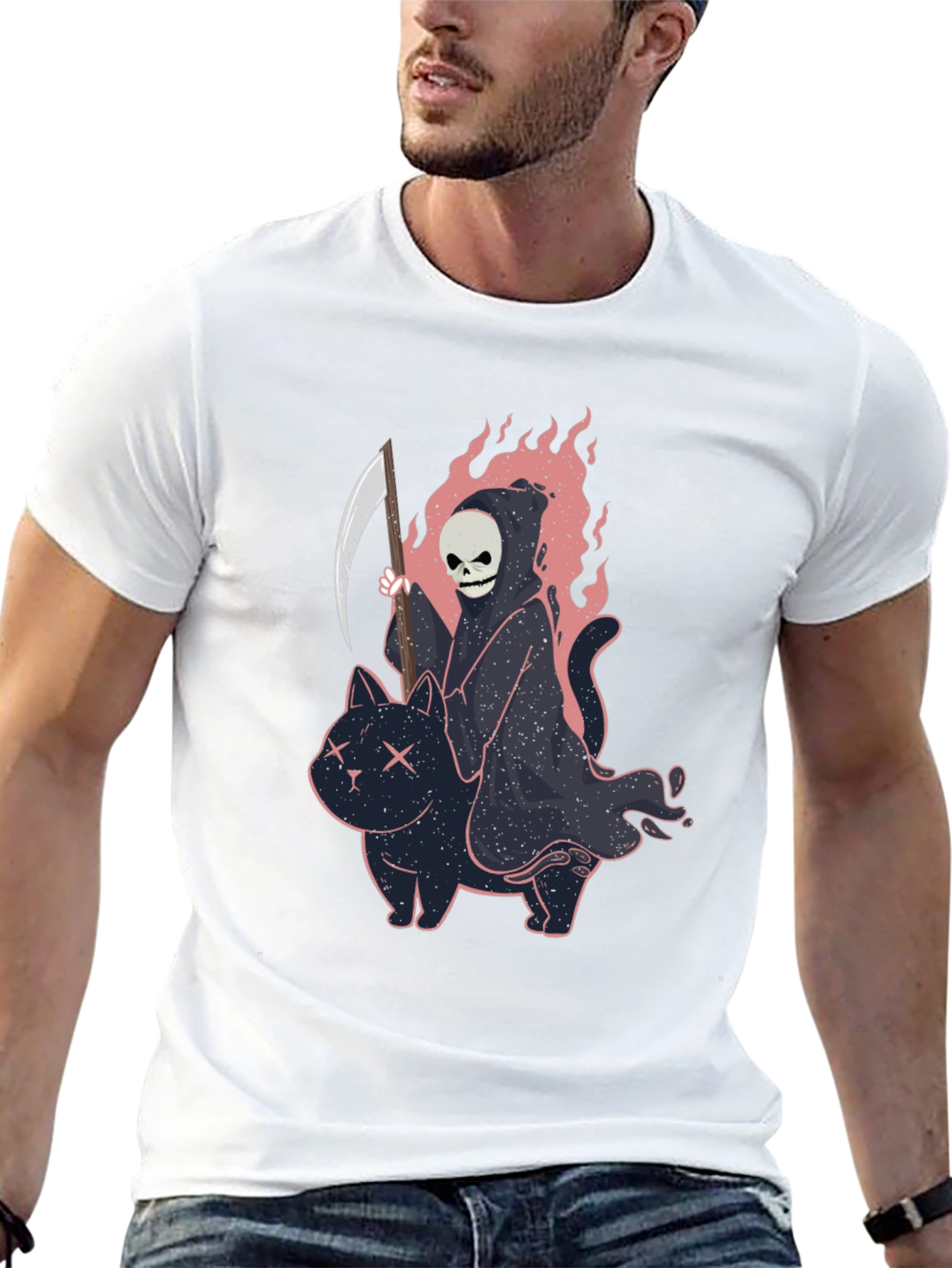Grim Reaper Cat T-Shirt - Unique Graphic Tee
