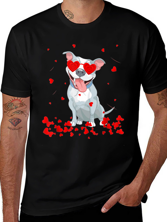 Pitbull Valentine T-Shirt - Heart Glasses