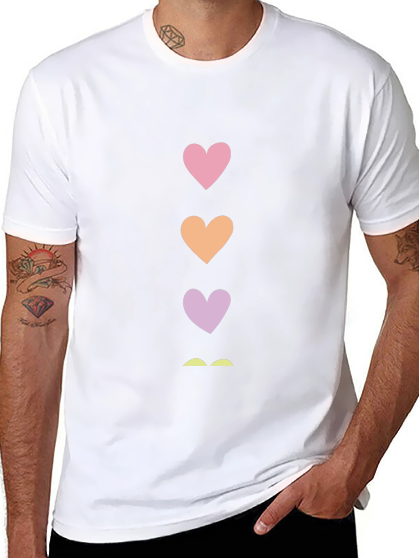 Heart Stacked T-Shirt - Casual Graphic Tee