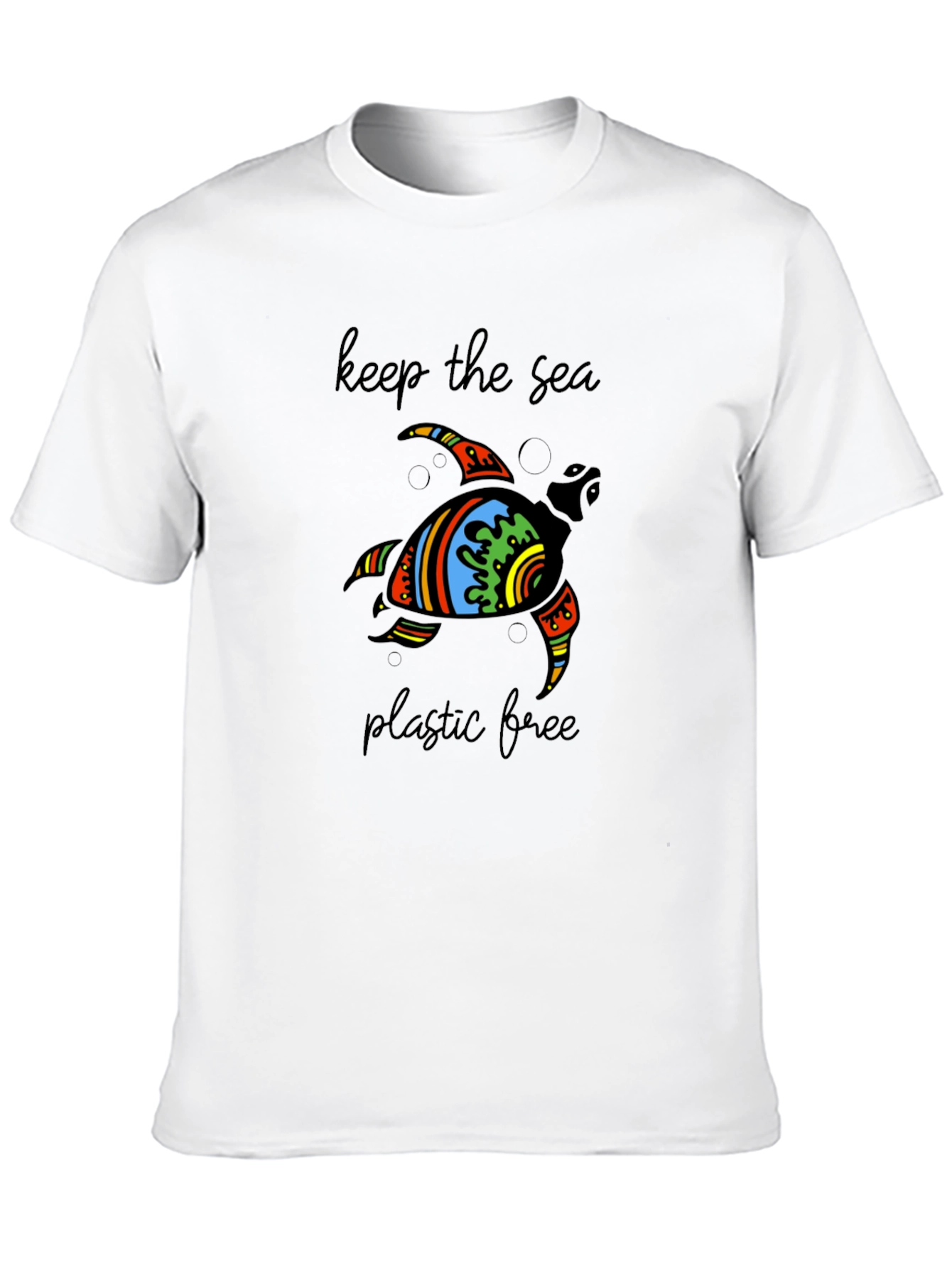 Keep the Sea Plastic Free Turtle Graphic T-Shirt