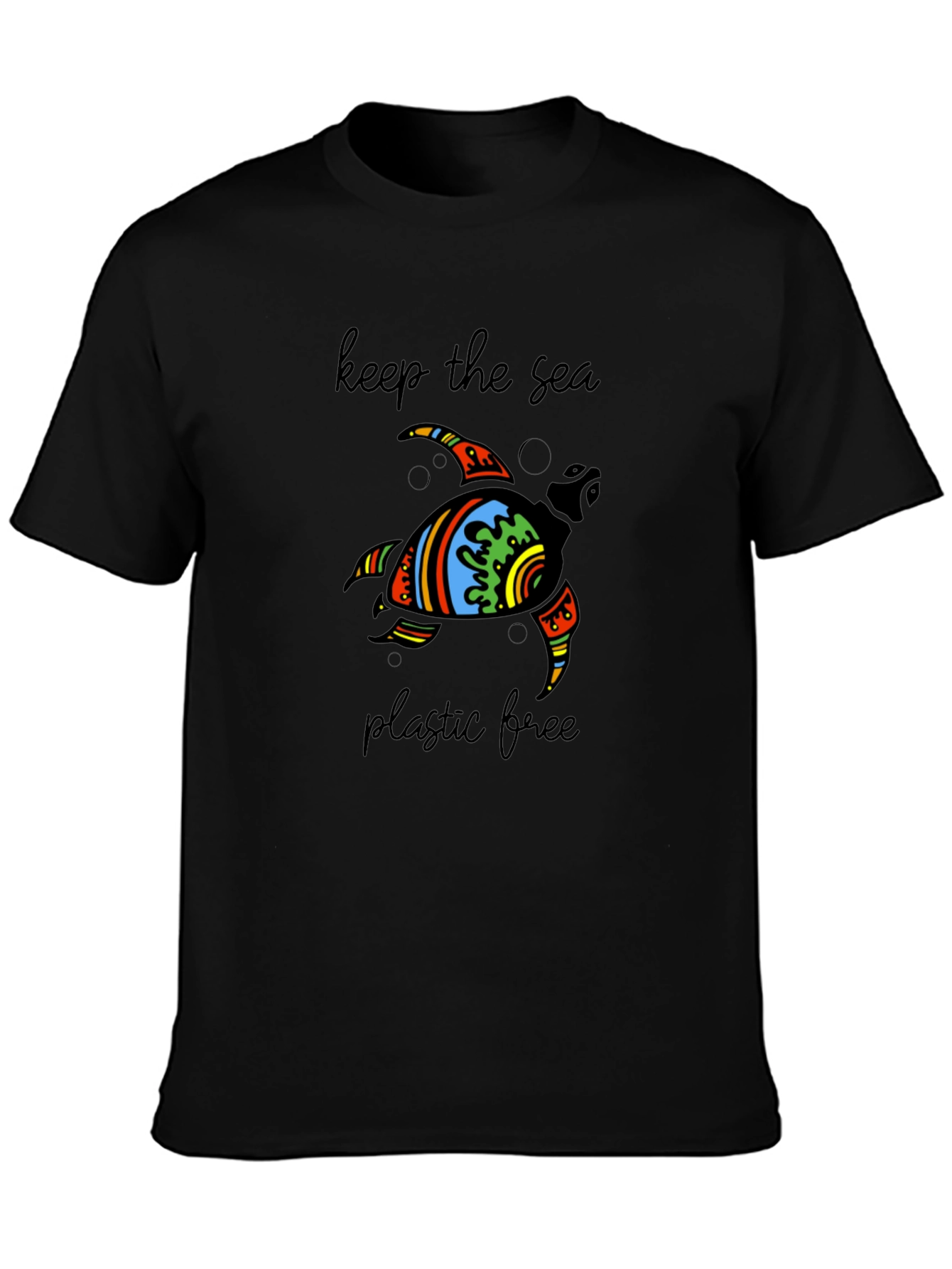 Keep the Sea Plastic Free Turtle Graphic T-Shirt