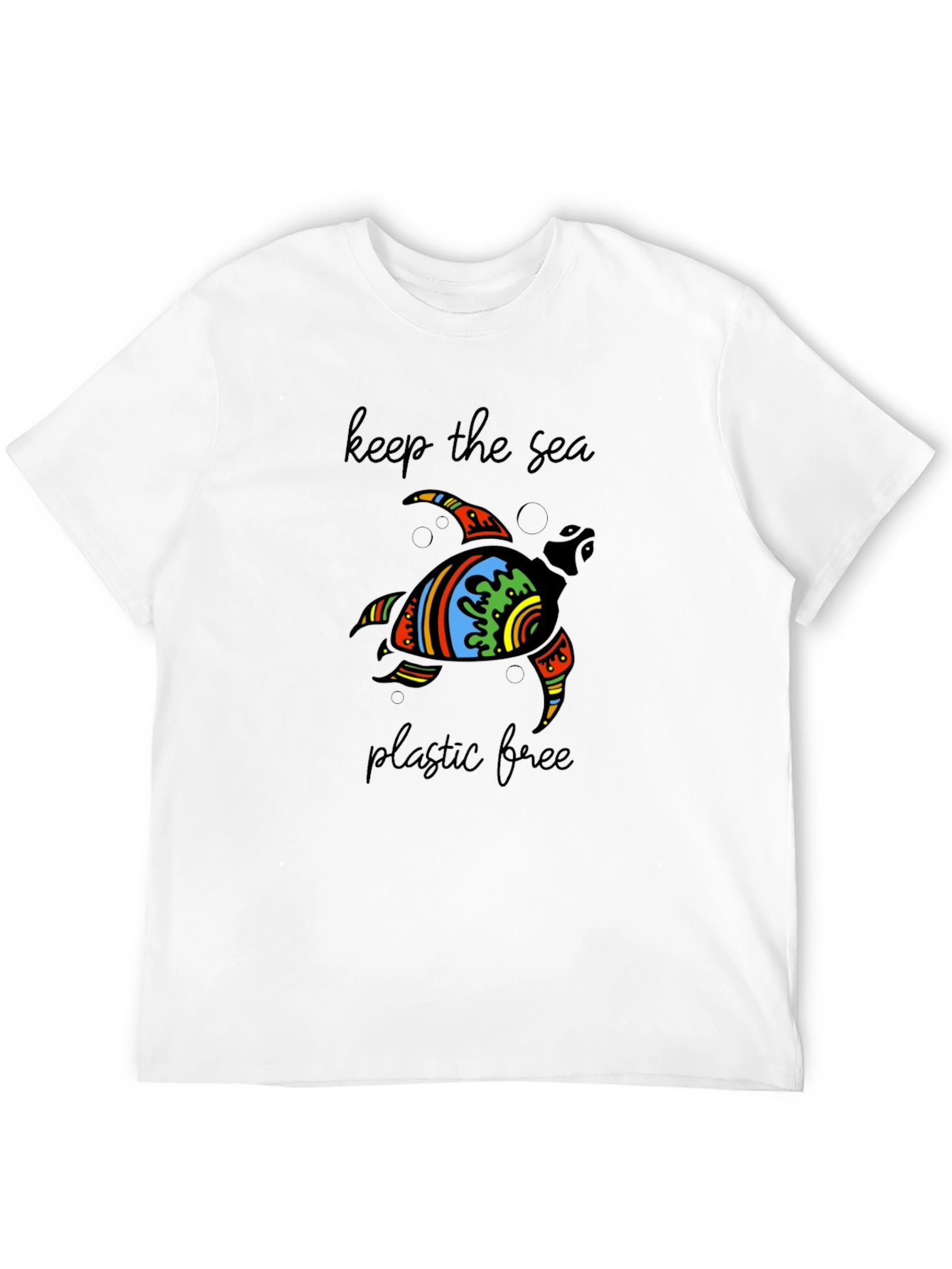Keep the Sea Plastic Free Turtle Graphic T-Shirt