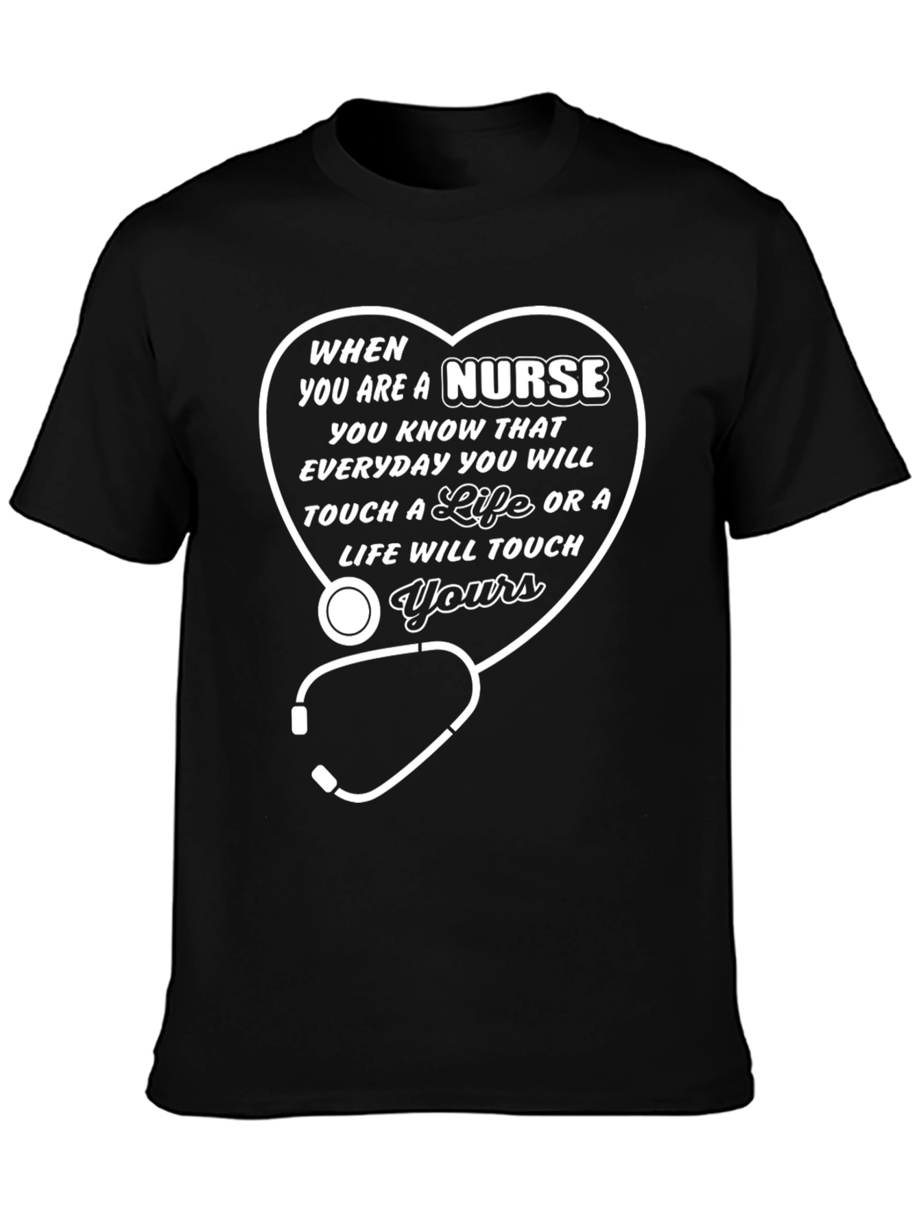 Nurse Life T-Shirt - Heart Stethoscope Graphic Tee