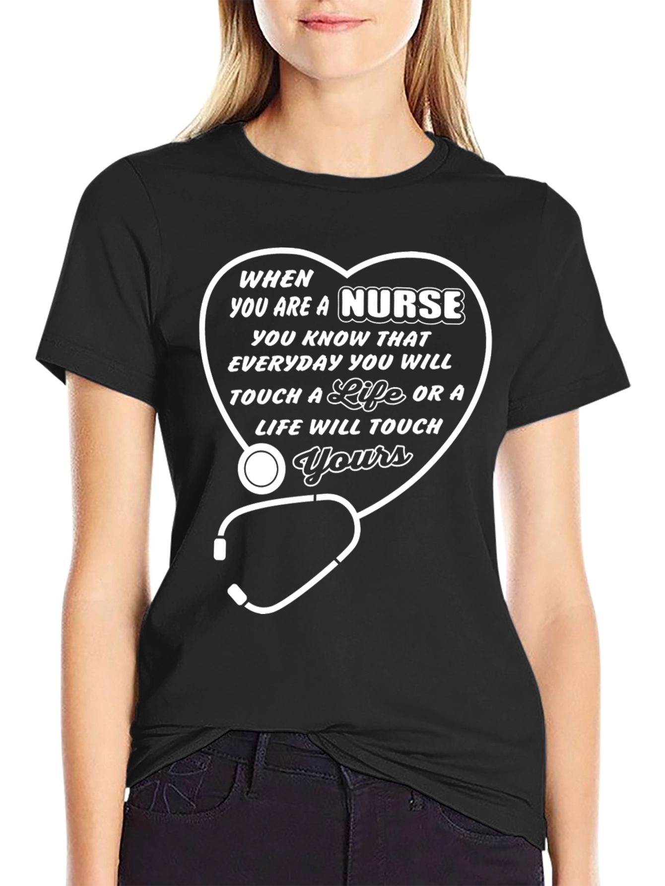 Nurse Life T-Shirt - Heart Stethoscope Graphic Tee