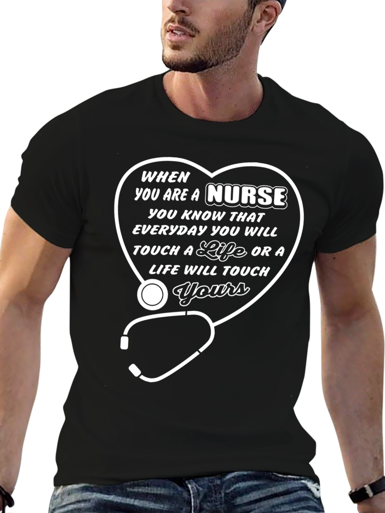 Nurse Life T-Shirt - Heart Stethoscope Graphic Tee