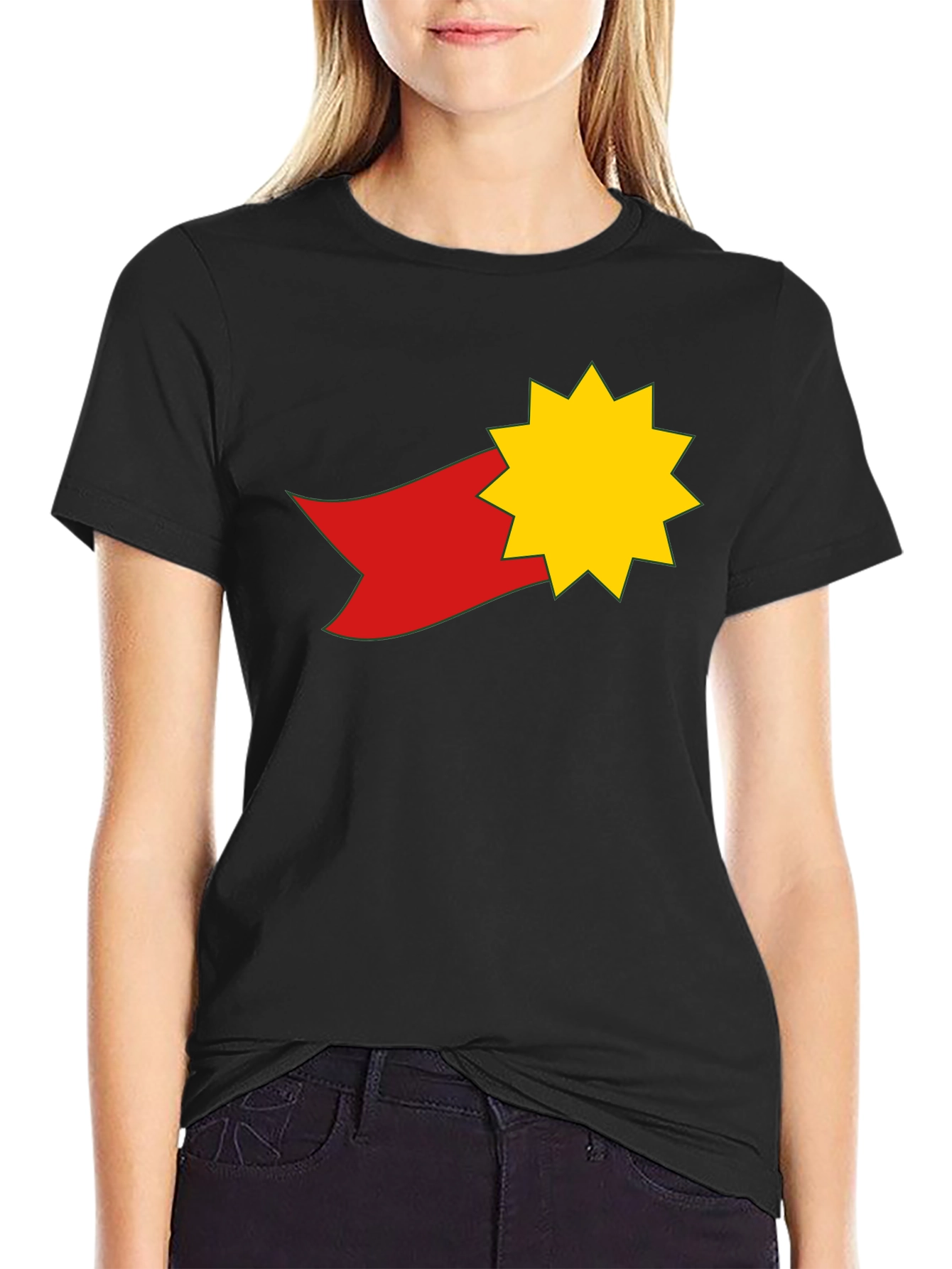 Star & Ribbon Graphic Tee - Black Casual Shirt