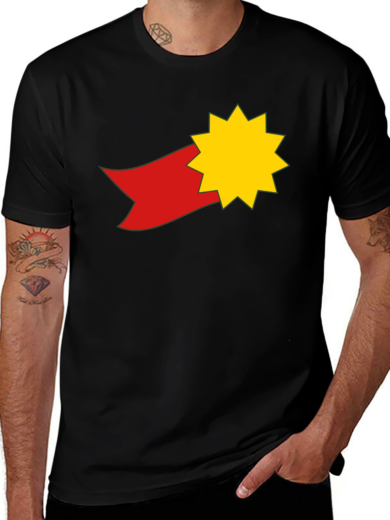 Star & Ribbon Graphic Tee - Black Casual Shirt