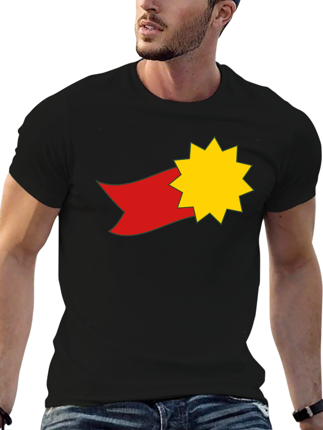 Star & Ribbon Graphic Tee - Black Casual Shirt