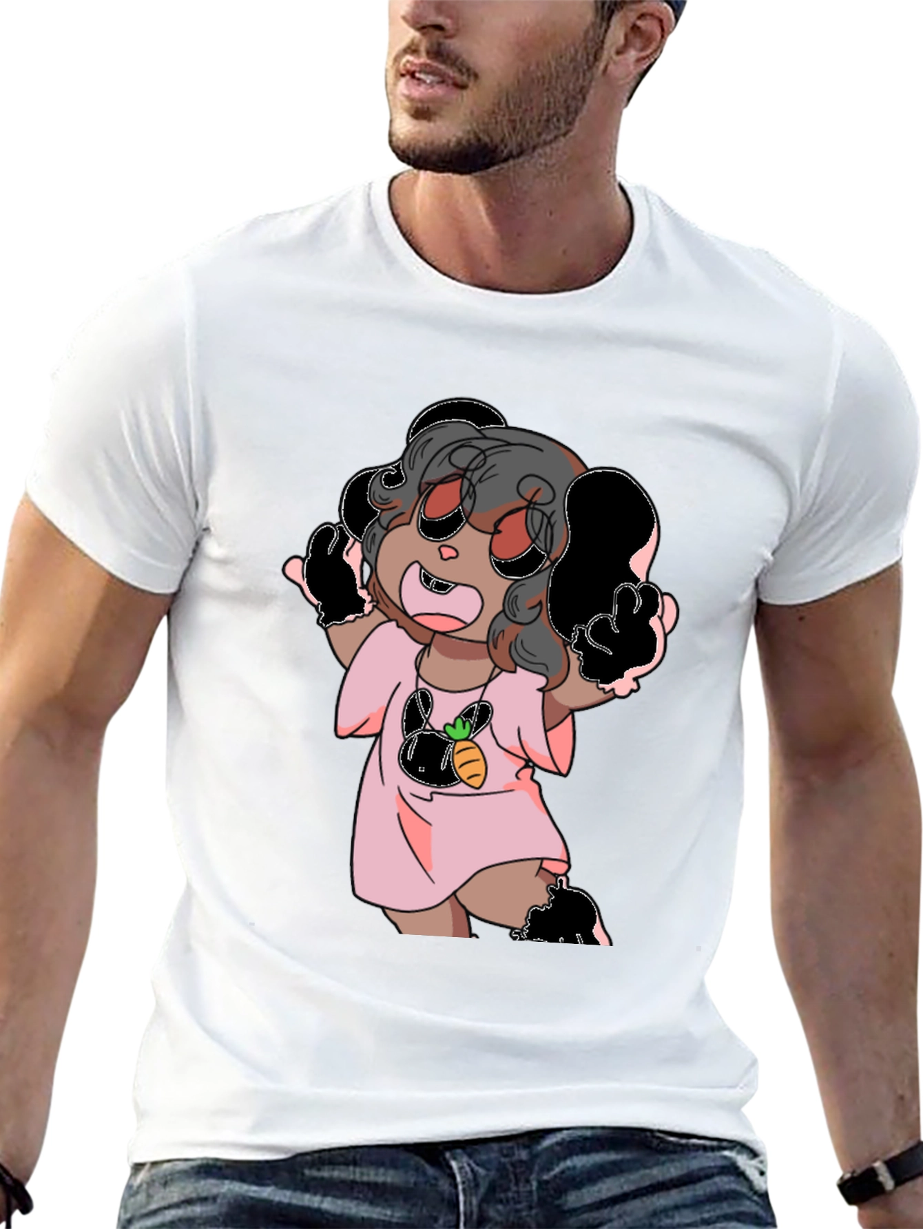 Cute Cartoon Graphic Black T-Shirt