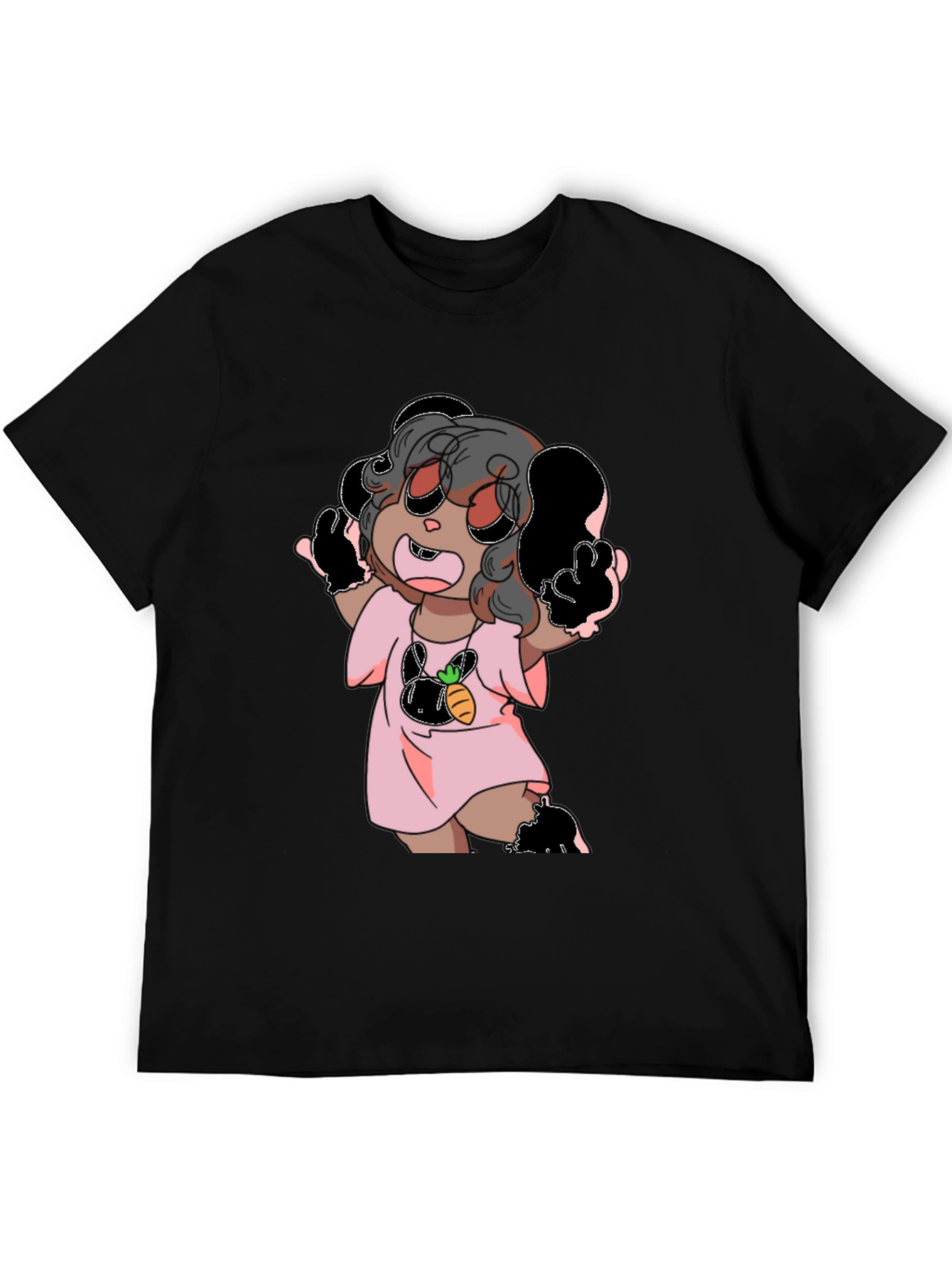 Cute Cartoon Graphic Black T-Shirt