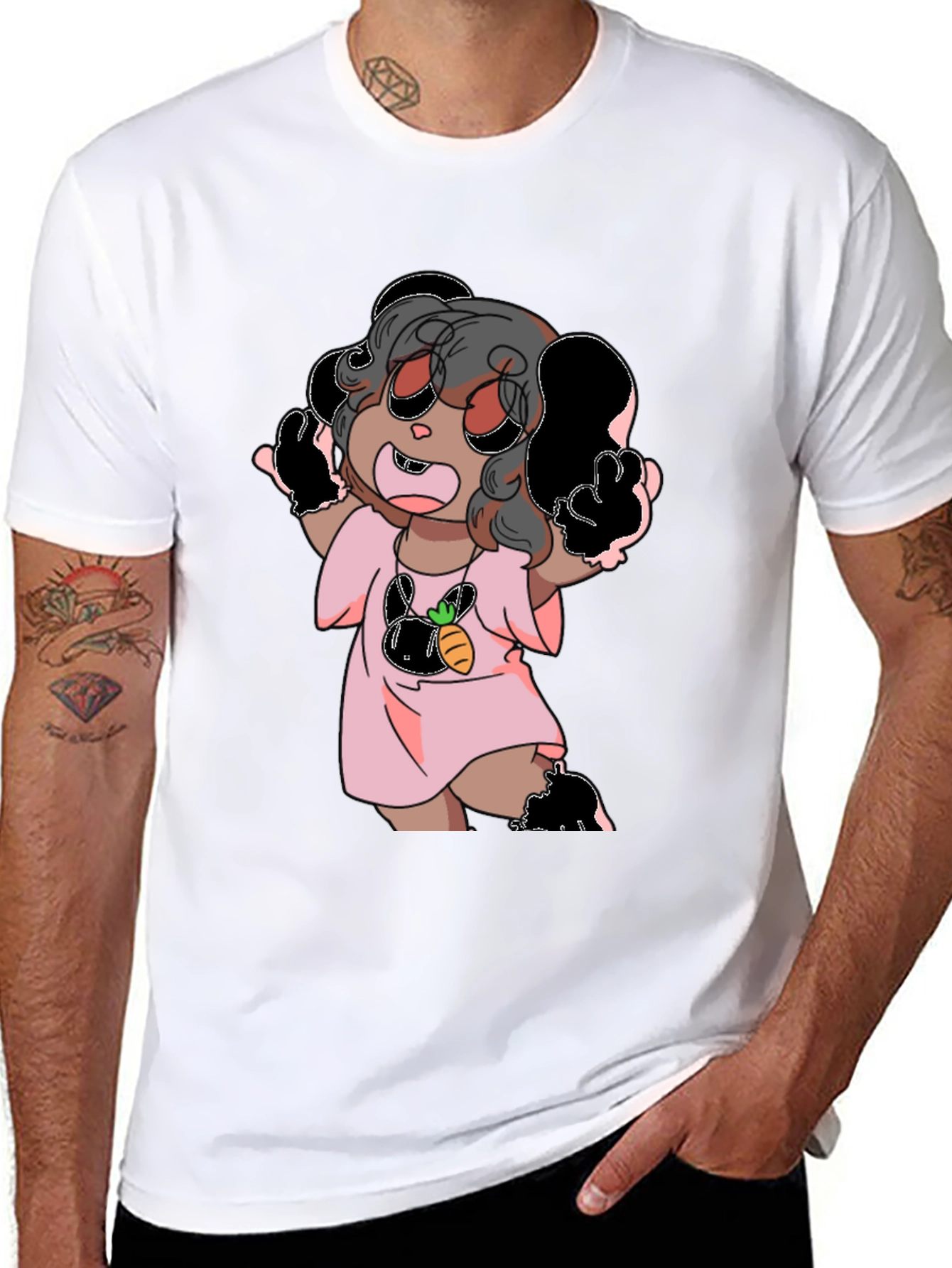 Cute Cartoon Graphic Black T-Shirt