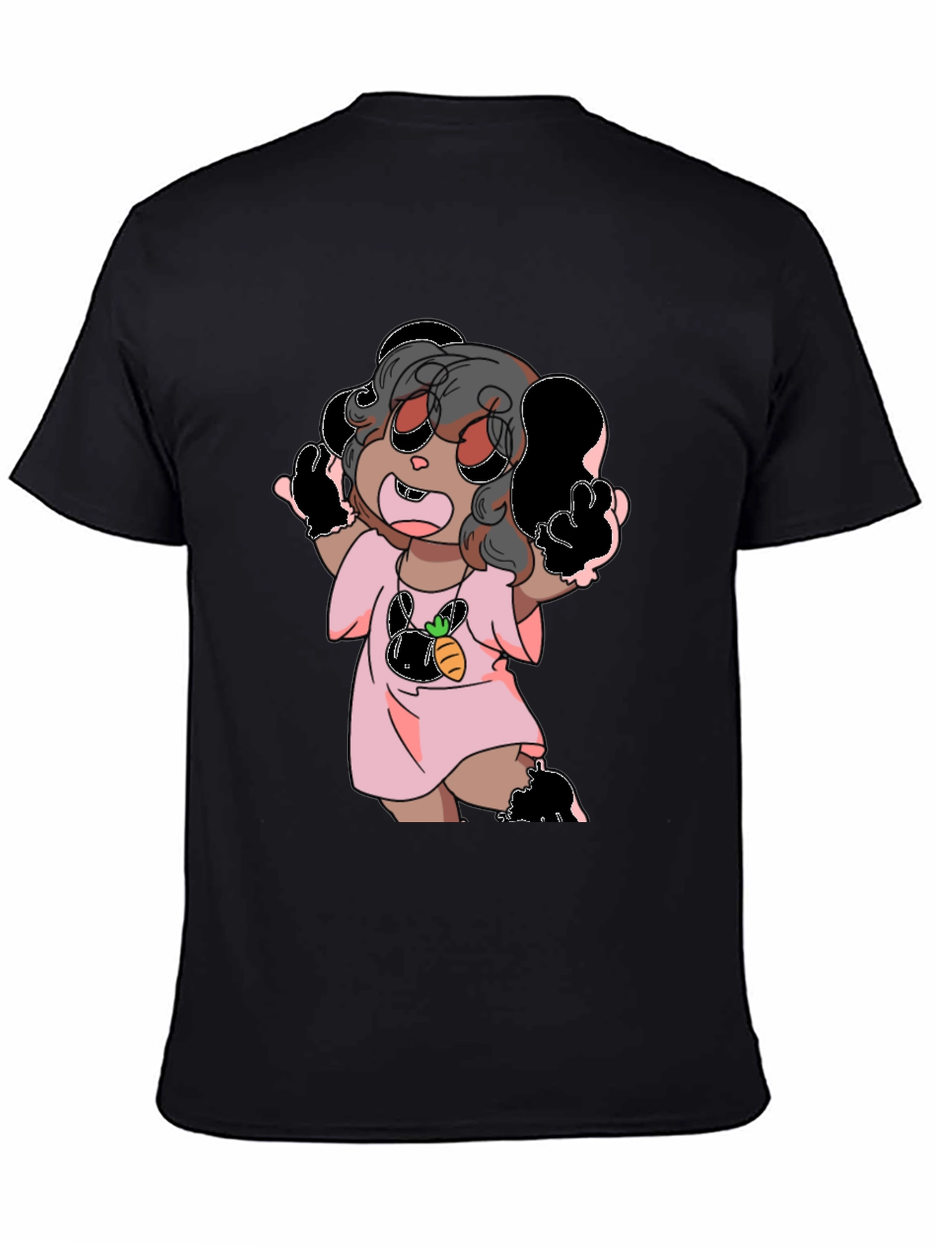 Cute Cartoon Graphic Black T-Shirt