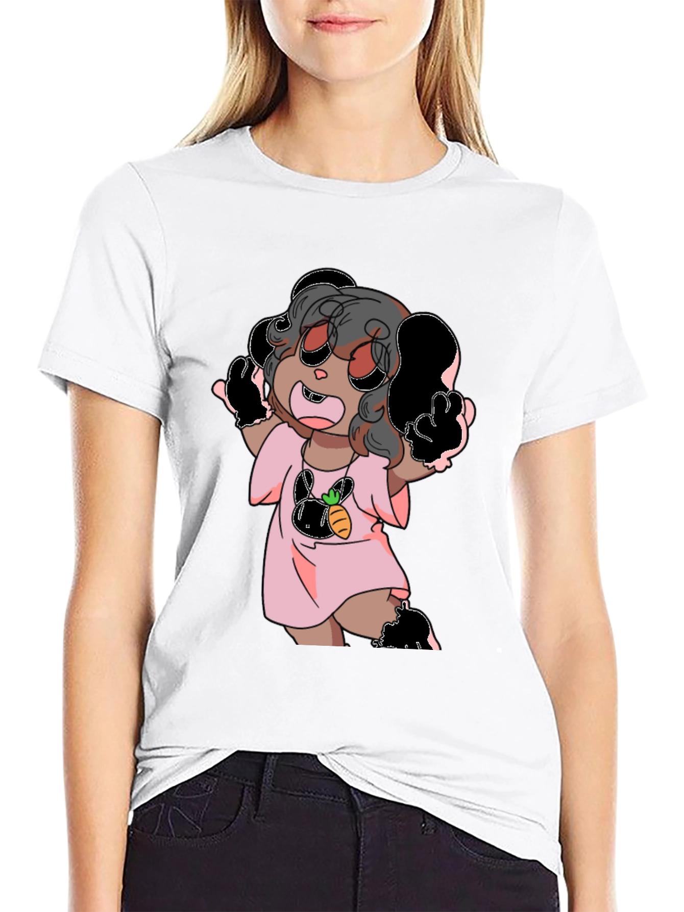 Cute Cartoon Graphic Black T-Shirt