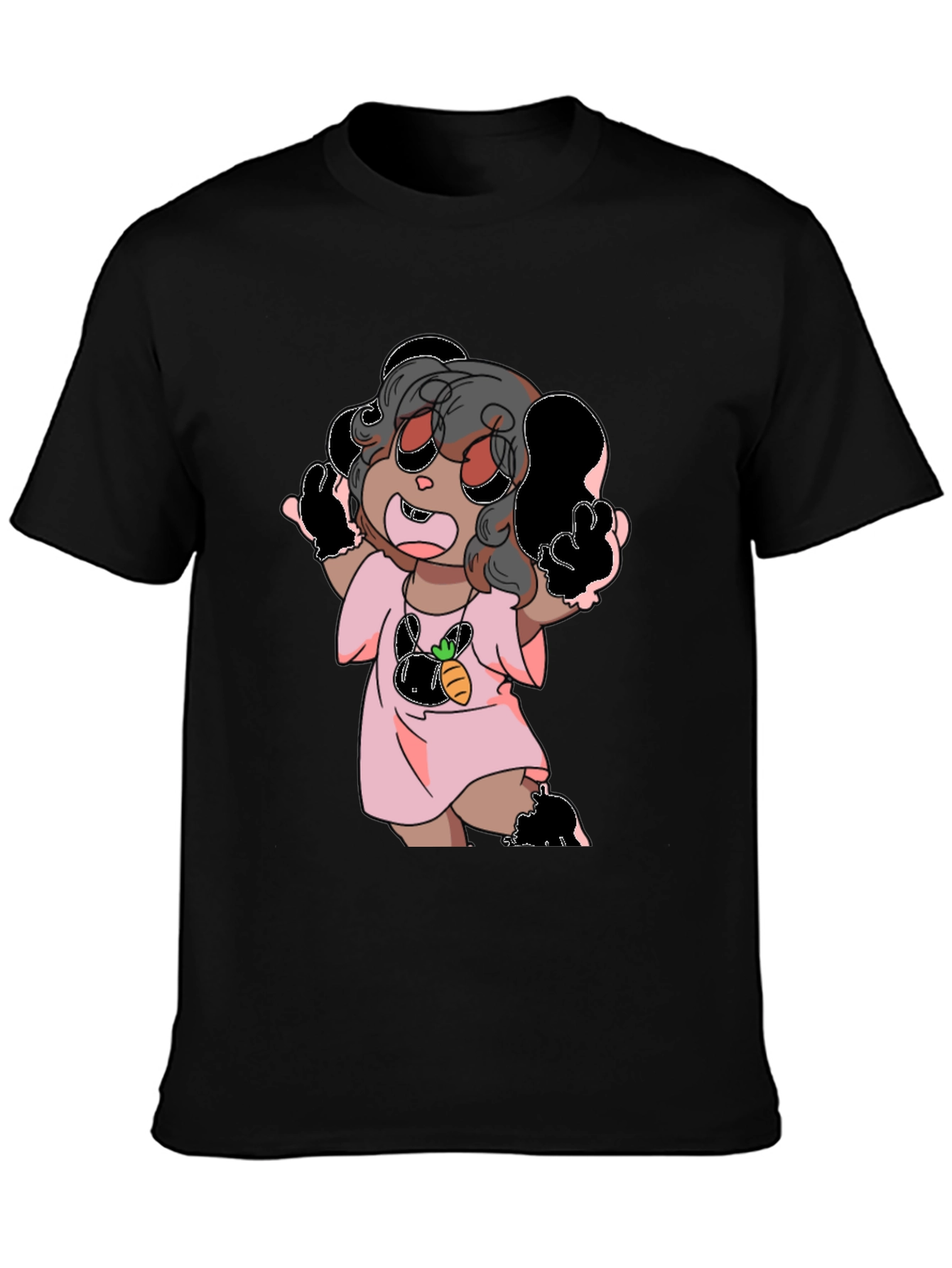 Cute Cartoon Graphic Black T-Shirt