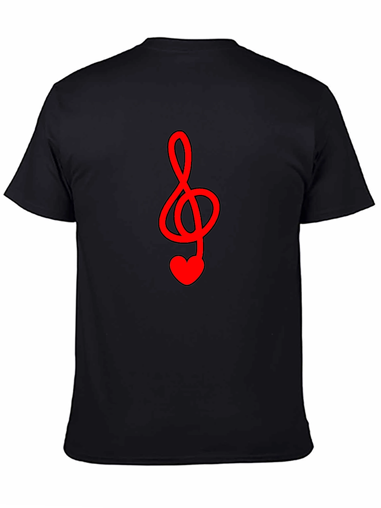 Musical Heart Treble Clef Black T-Shirt
