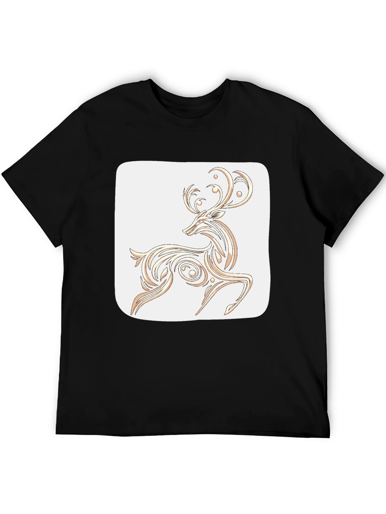 Elegant Deer Graphic Tee - Black