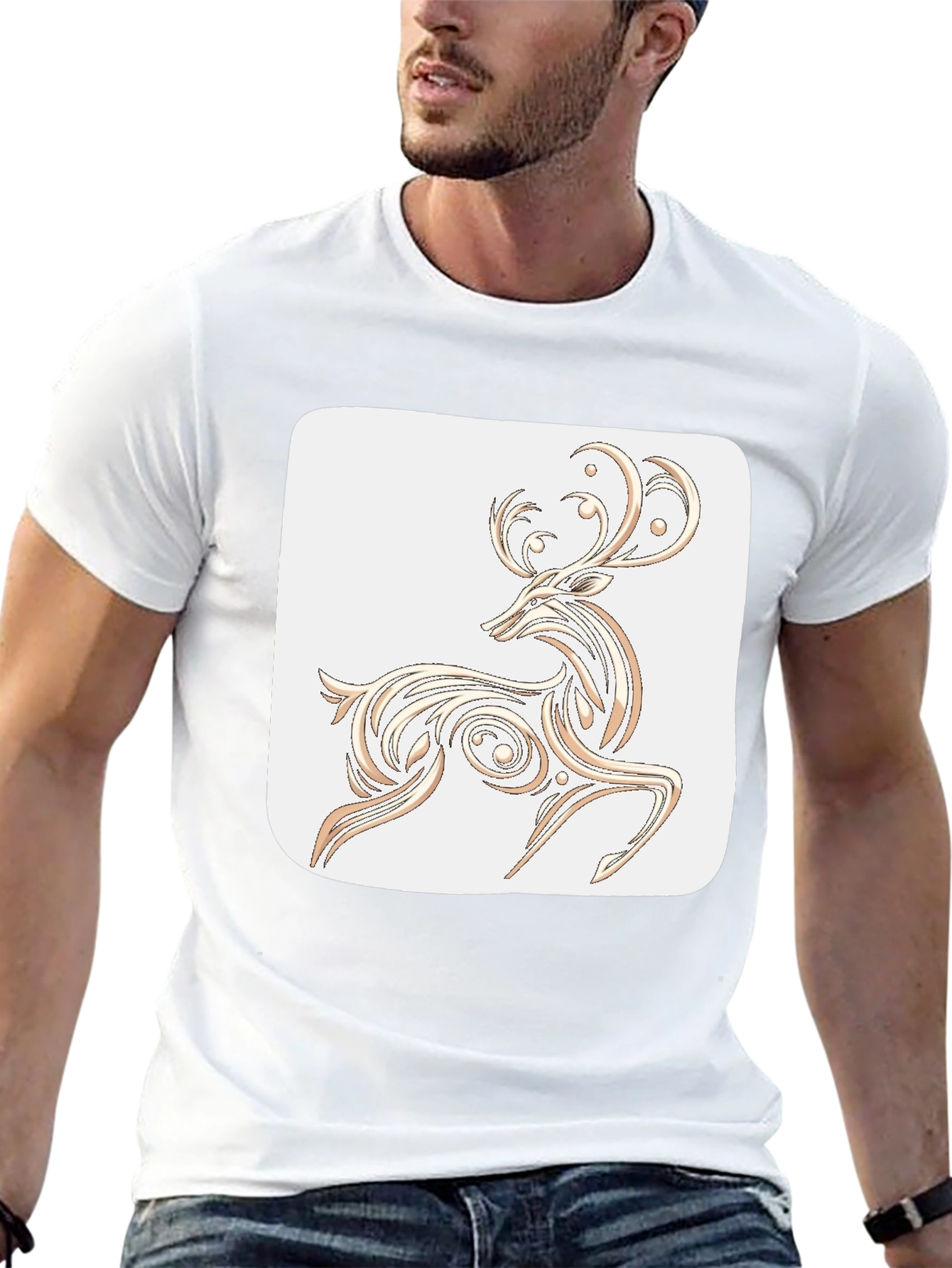 Elegant Deer Graphic Tee - Black