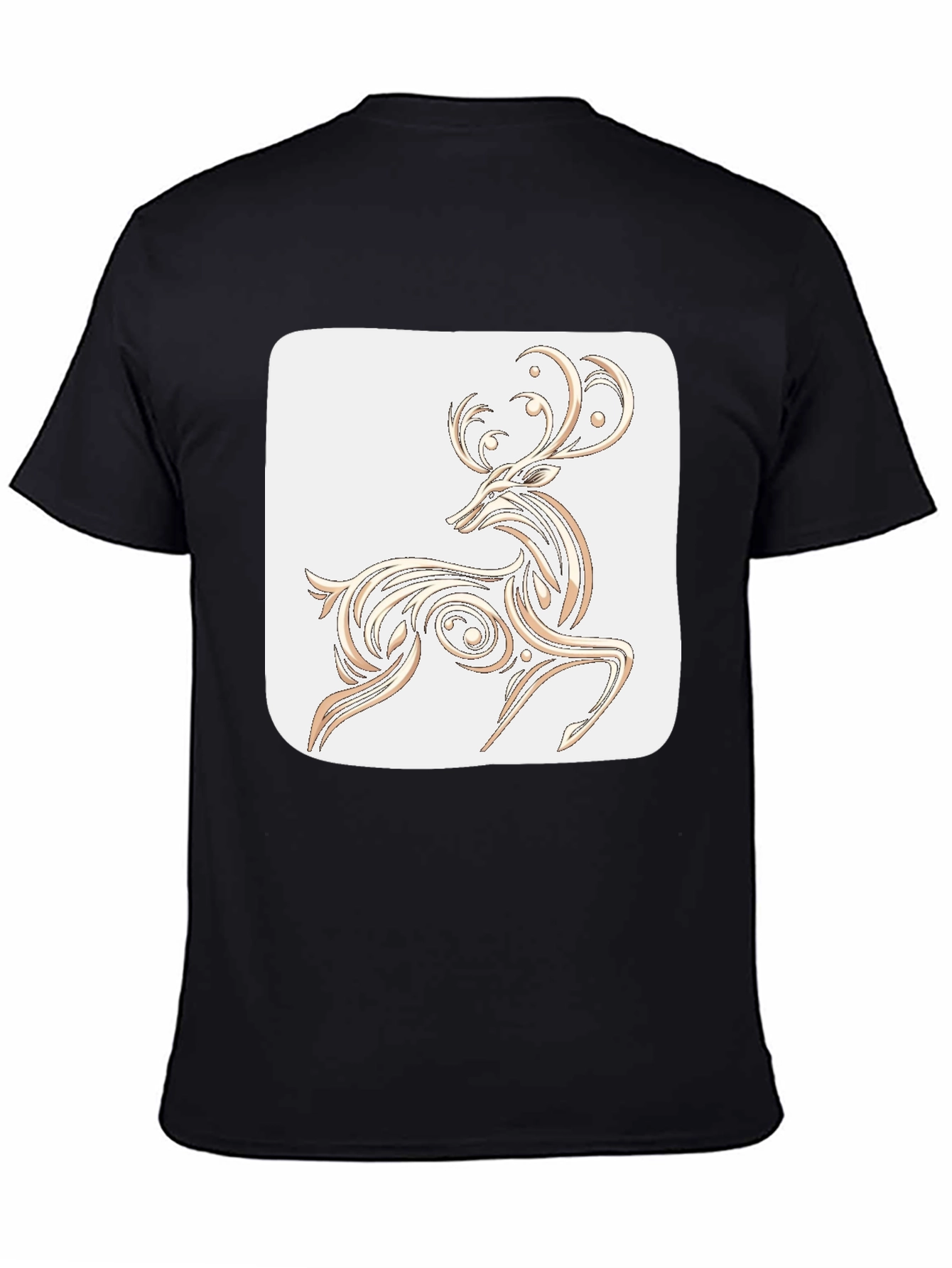 Elegant Deer Graphic Tee - Black