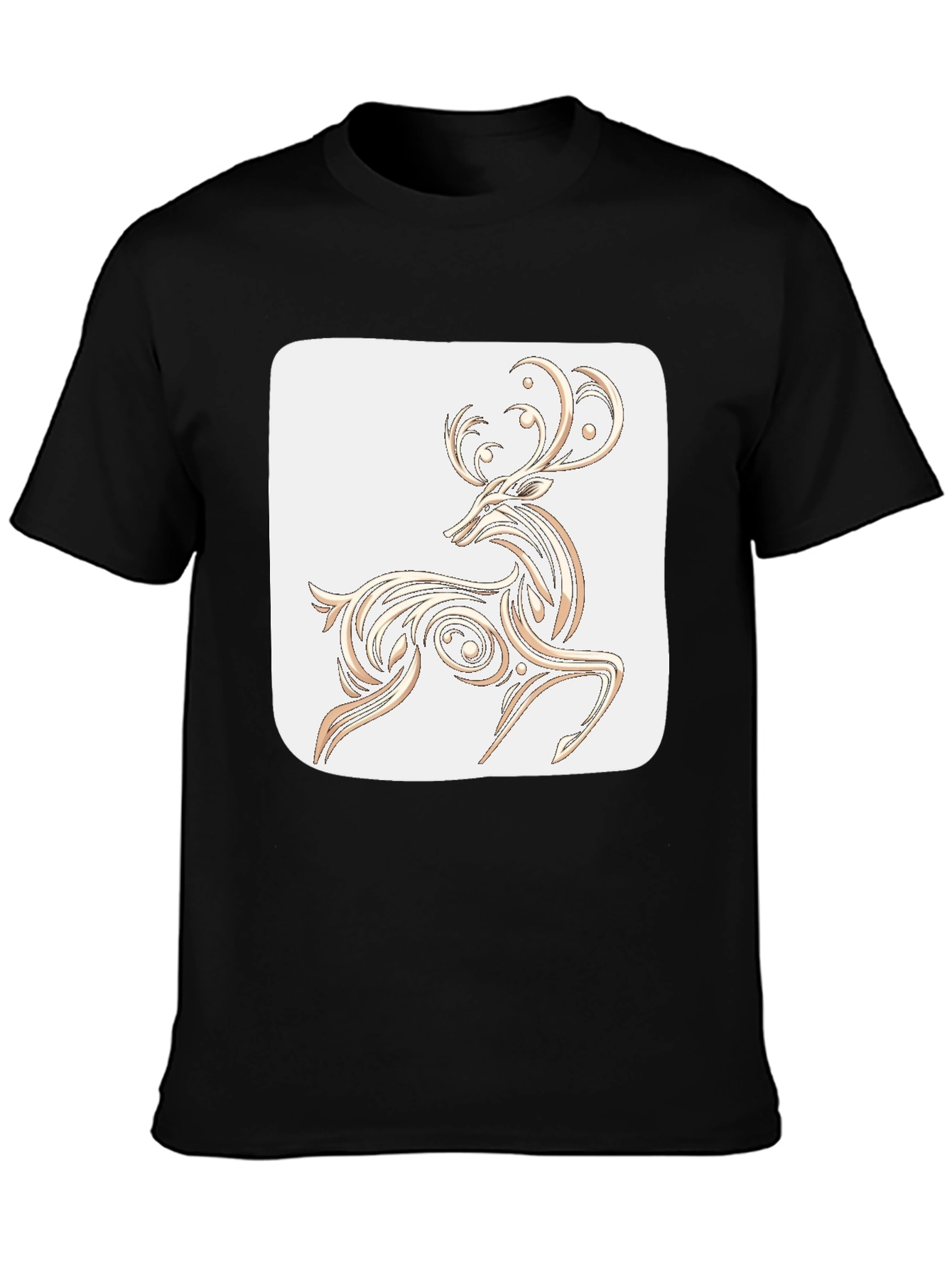 Elegant Deer Graphic Tee - Black