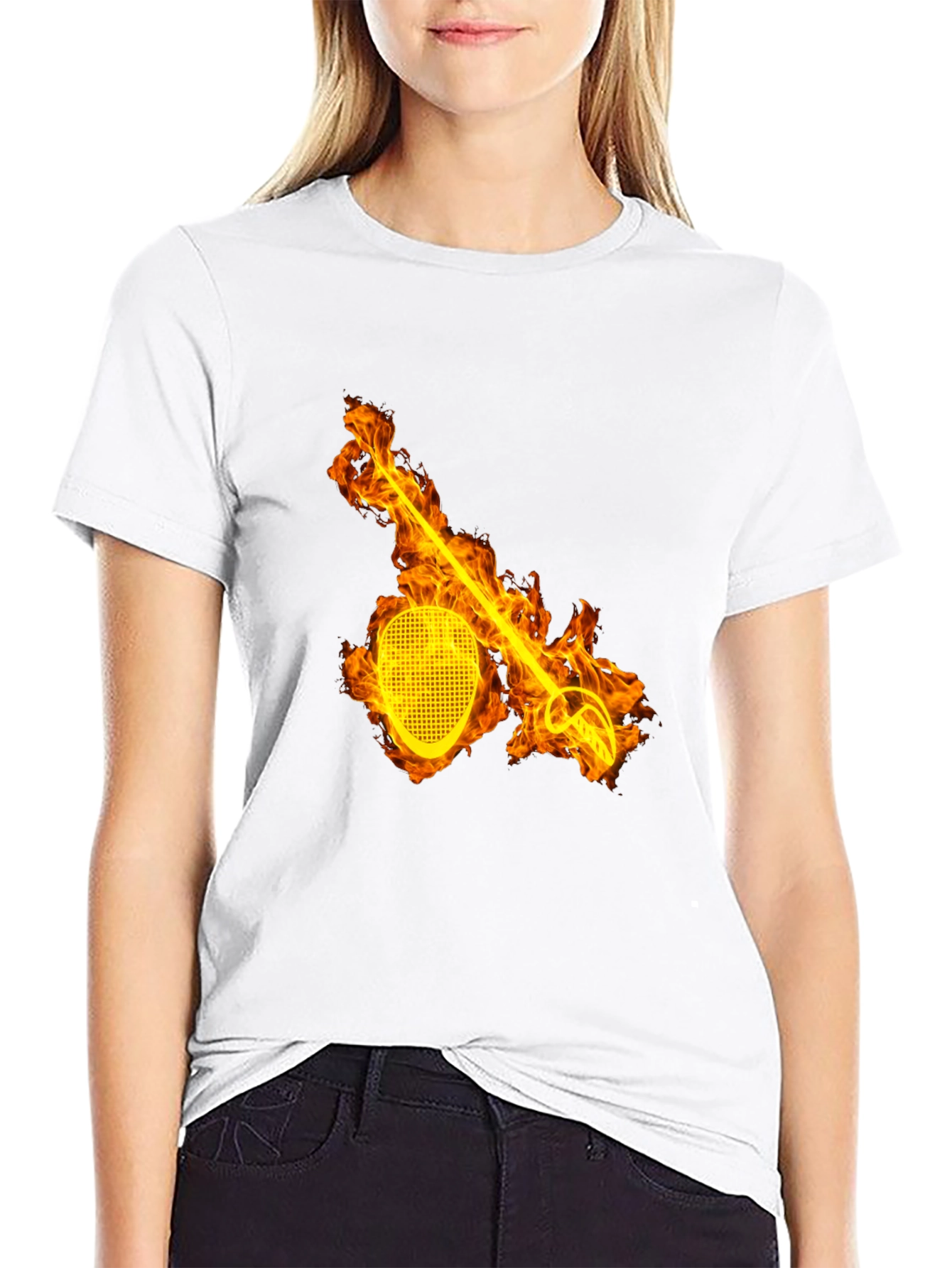 Flaming Fencing T-Shirt - Black Graphic Tee
