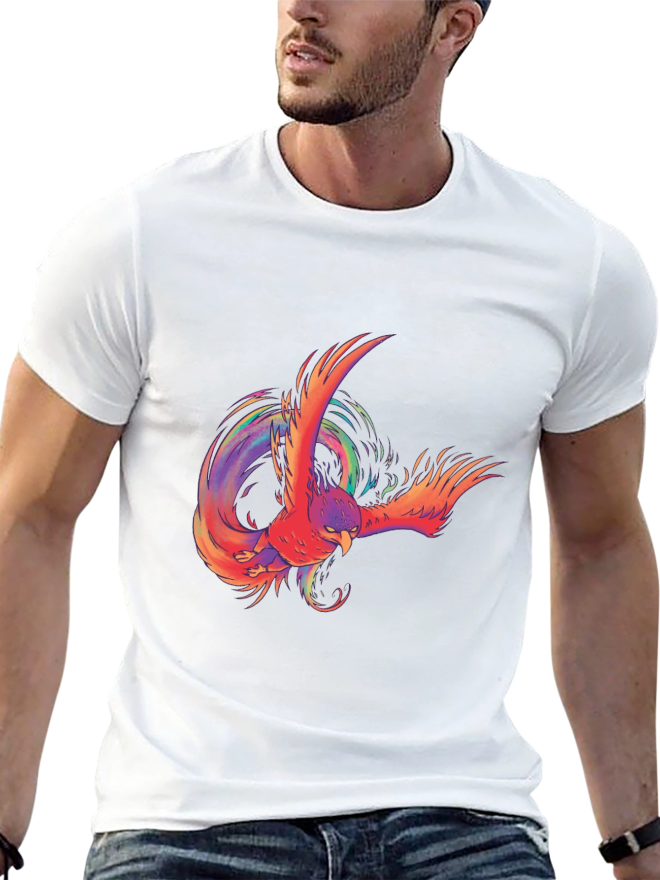 Phoenix Graphic Print Black T-Shirt