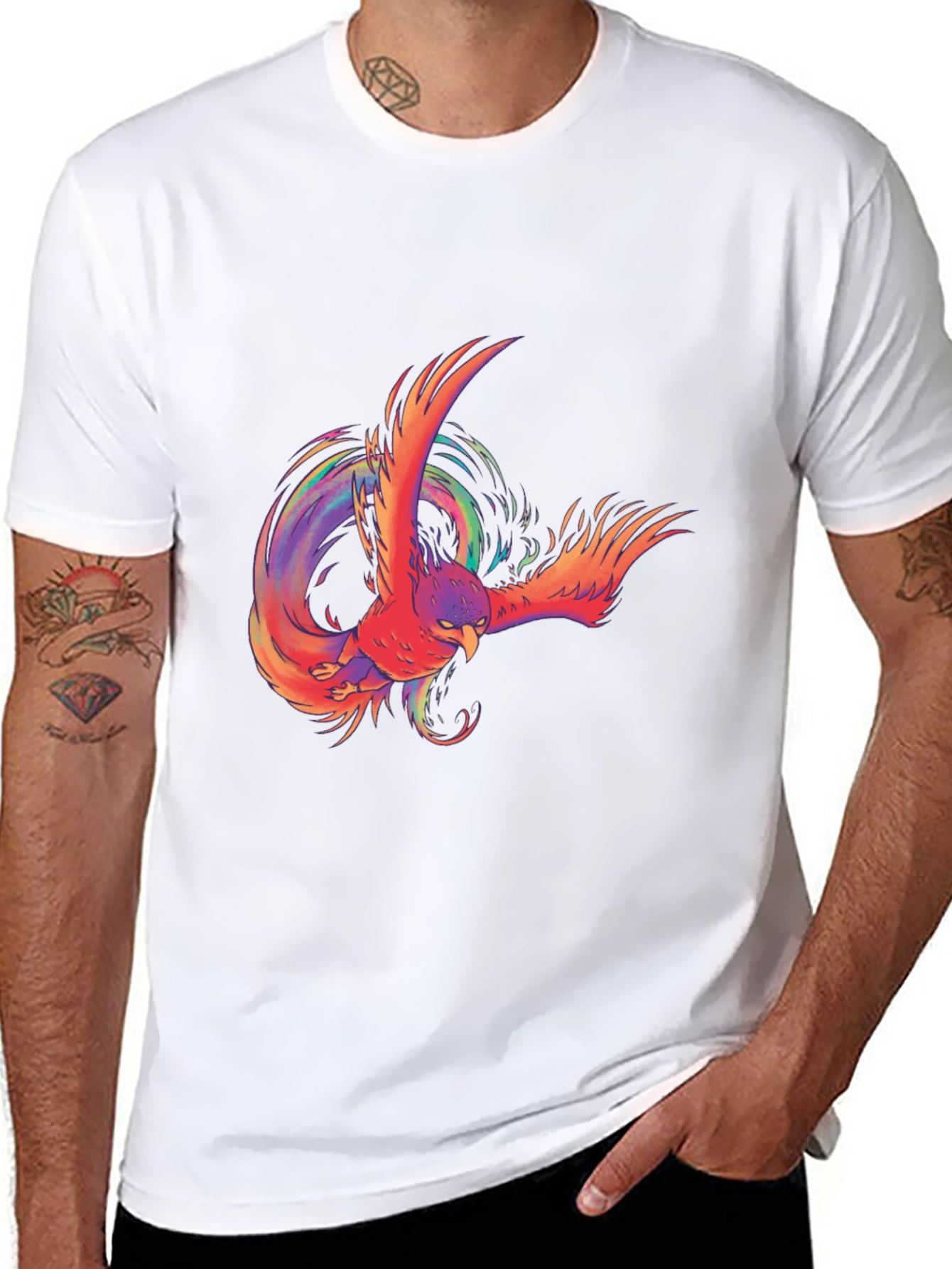 Phoenix Graphic Print Black T-Shirt