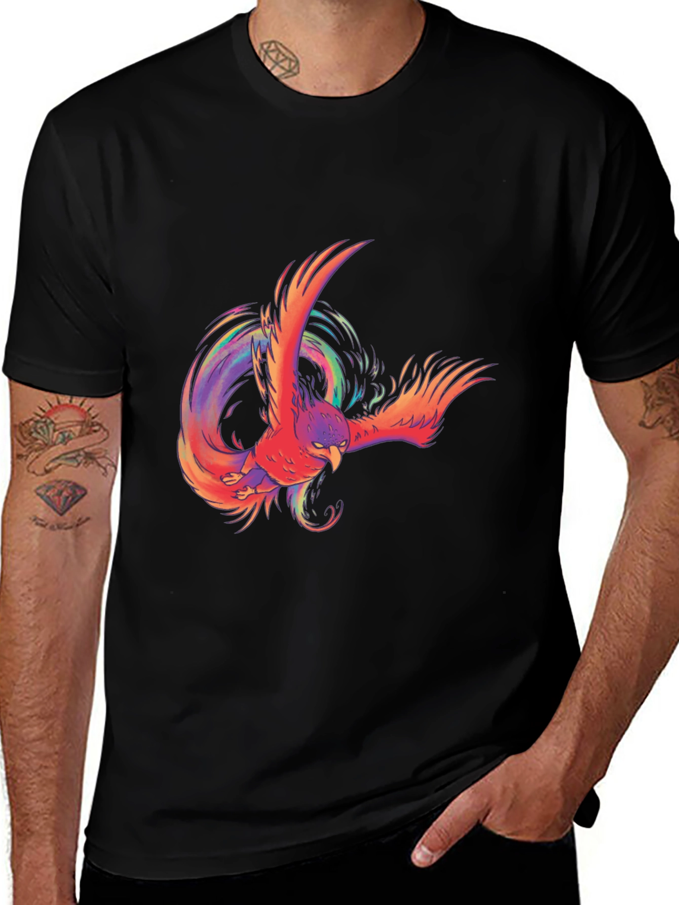 Phoenix Graphic Print Black T-Shirt