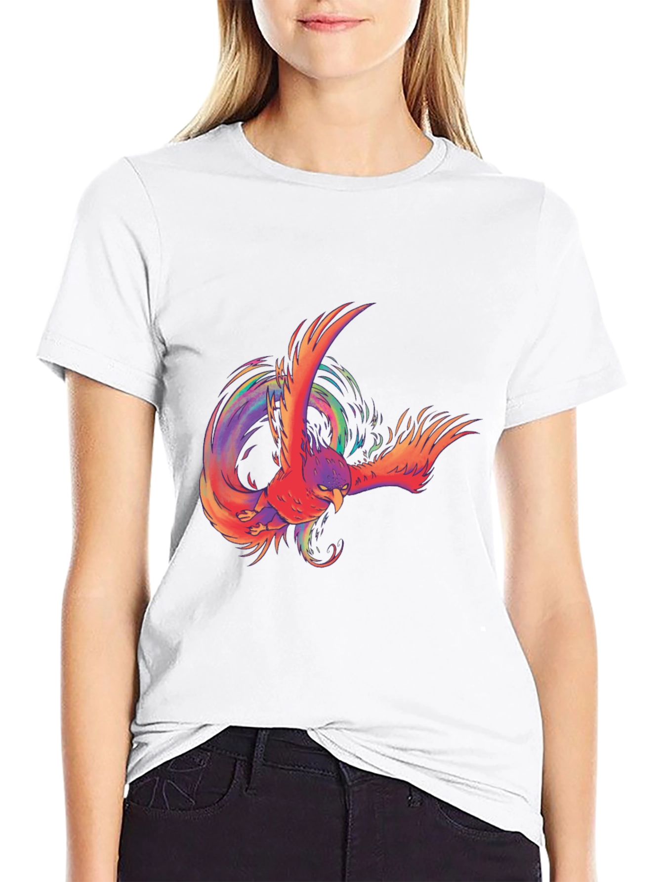 Phoenix Graphic Print Black T-Shirt