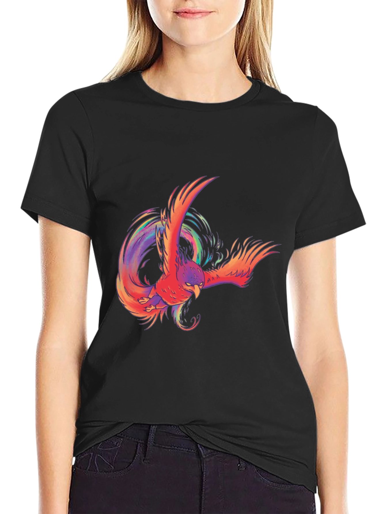 Phoenix Graphic Print Black T-Shirt