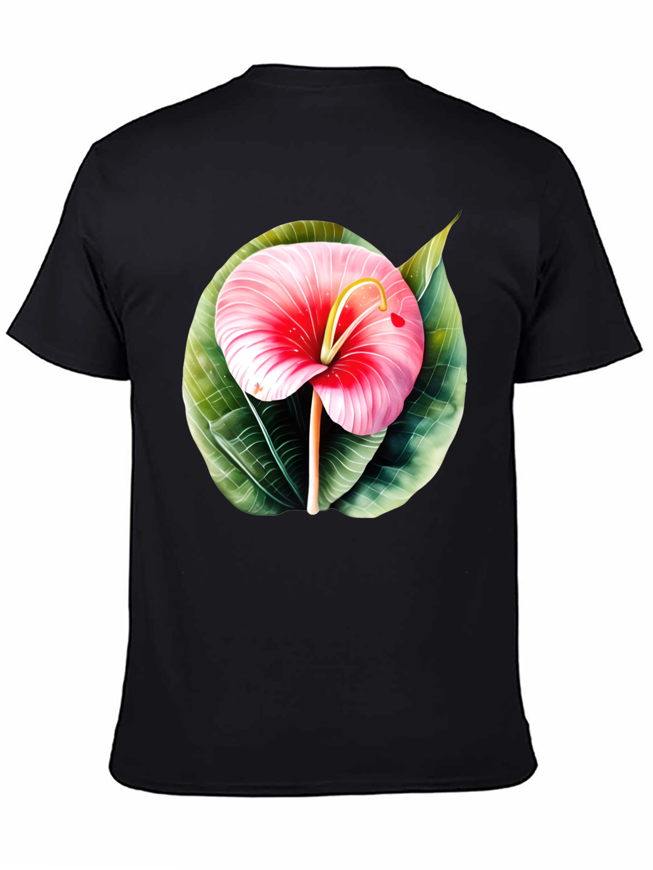 Tropical Flower Graphic Tee - Mens Black T-Shirt